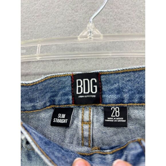 Urban Outfitters BDG Denim Patchwork Jeans Slim Straight High Rise Women Size 28 - Picture 3 of 9